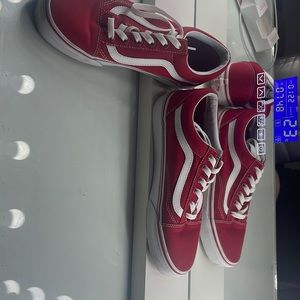 Red vans worn once look almost new !